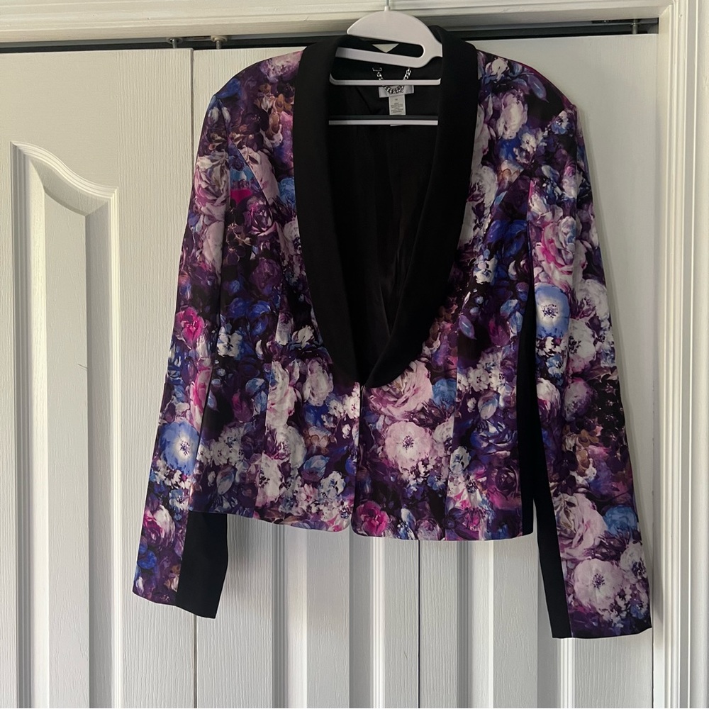 Cache Floral Purple Women's Blazer Size 14
